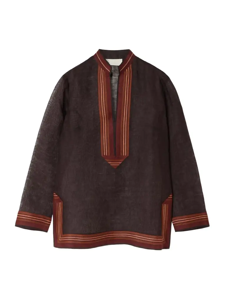 Tory Burch Striped Linen Tunic