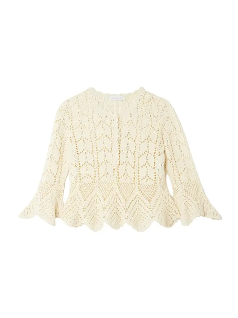 Zimmermann Awaken Scalloped Crocheted Cotton Top