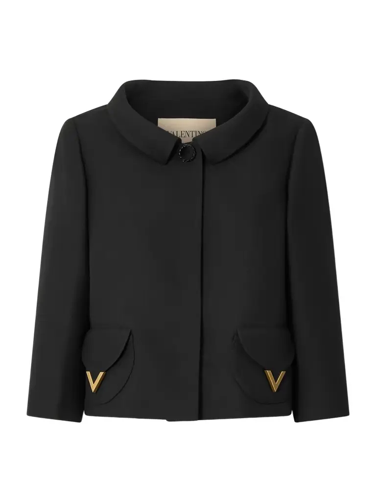 Valentino Garavani Button-detailed Embellished Wool And Silk-blend Crepe Jacket