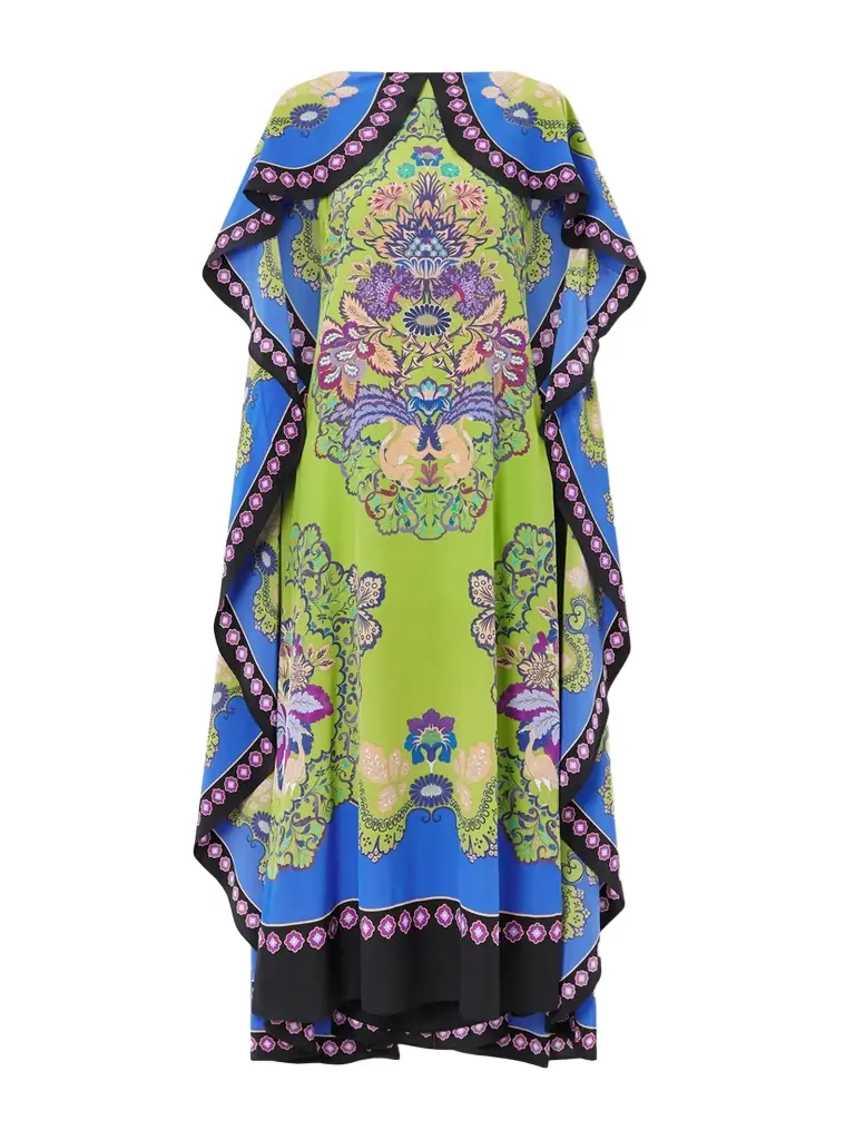 La DoubleJ Magic Cape-effect Printed Silk Crepe De Chine Maxi Dress