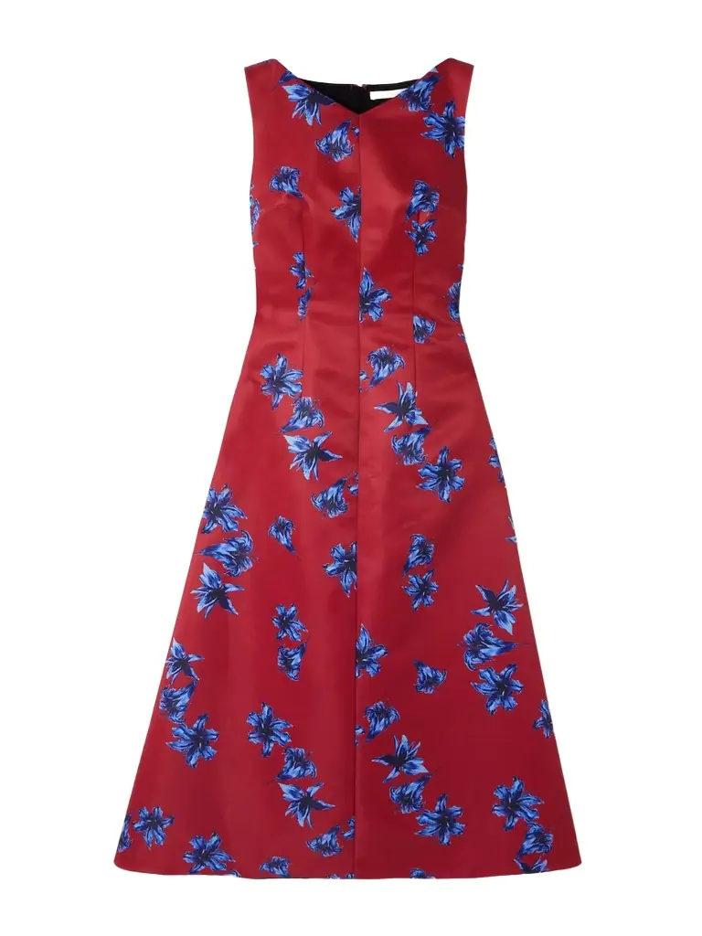 Emilia Wickstead Octavie Paneled Floral-print Faille Midi Dress