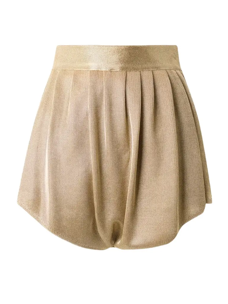 Alaïa Gathered Metallic Knitted Shorts