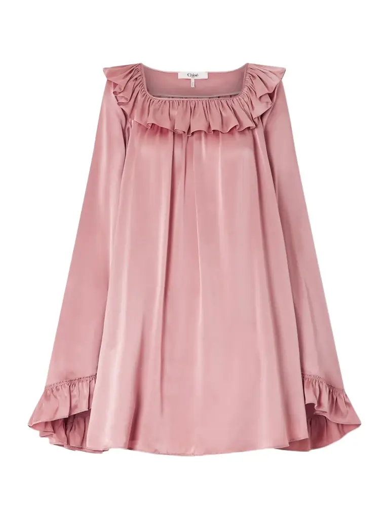 Chloé Ruffled Silk-satin Mini Dress