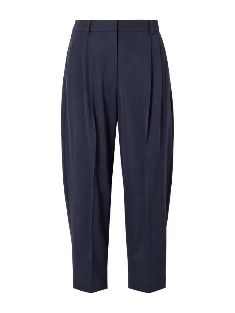 Stella McCartney Pleated Cropped Wool Tapered Pants