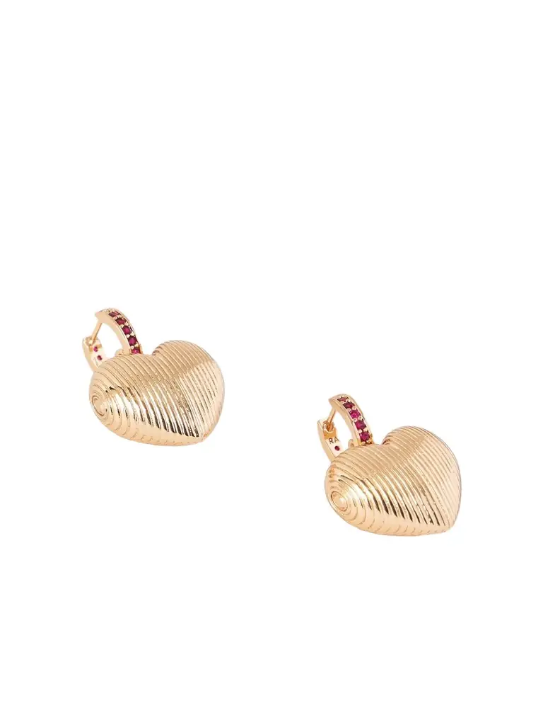 Roxanne Assoulin Textured Heart Gold-tone Crystal Earrings