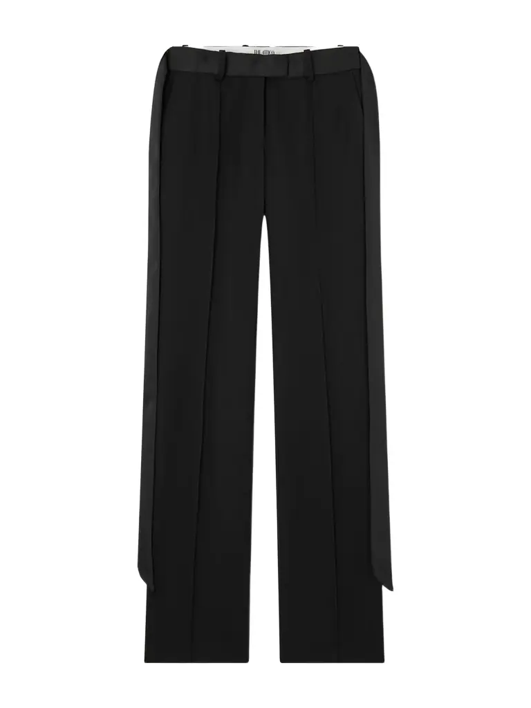 The Attico Tie-detailed Belted Wool-twill Straight-leg Pants