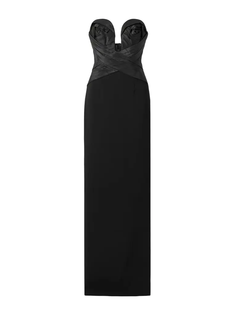 Carolina Herrera Strapless Draped Satin And Crepe Gown