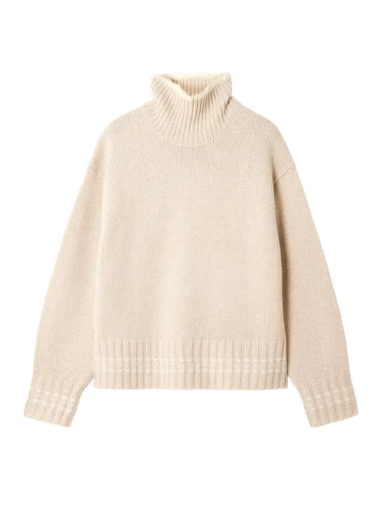 Guest In Residence Tipped Cozy Cashmere Turtleneck Sweater