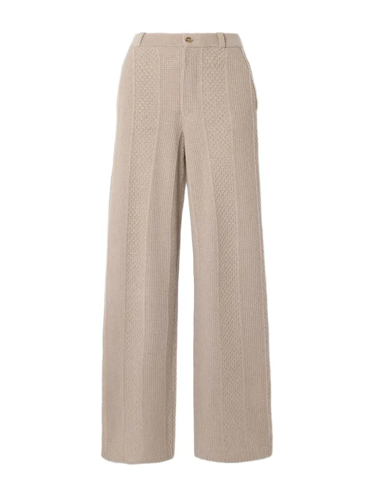 Guest In Residence Cable-knit Wool And Cashmere-blend Wide-leg Pants
