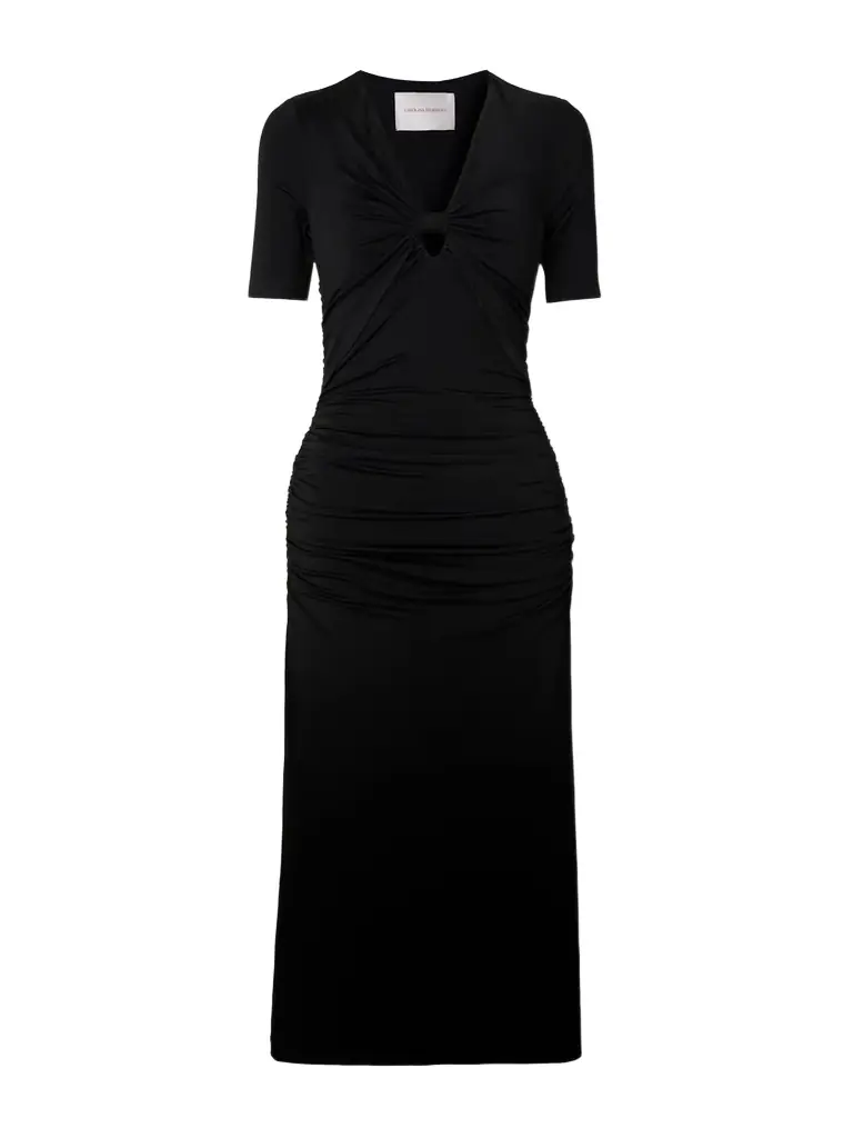 Carolina Herrera Cutout Ruched Jersey Midi Dress