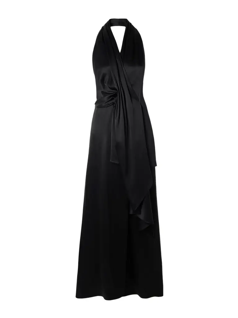 Heirlome Barbara Paneled Halterneck Silk-satin Maxi Dress