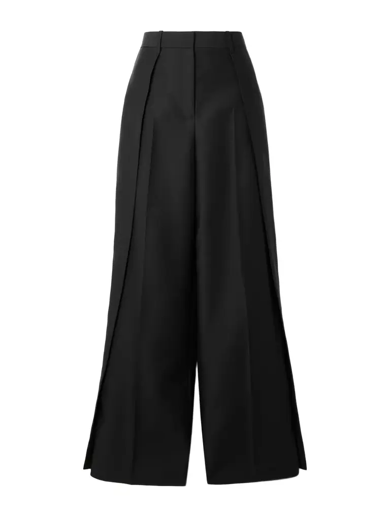 Heirlome Tova Pleated Wool And Silk-blend Faille Wide-leg Pants
