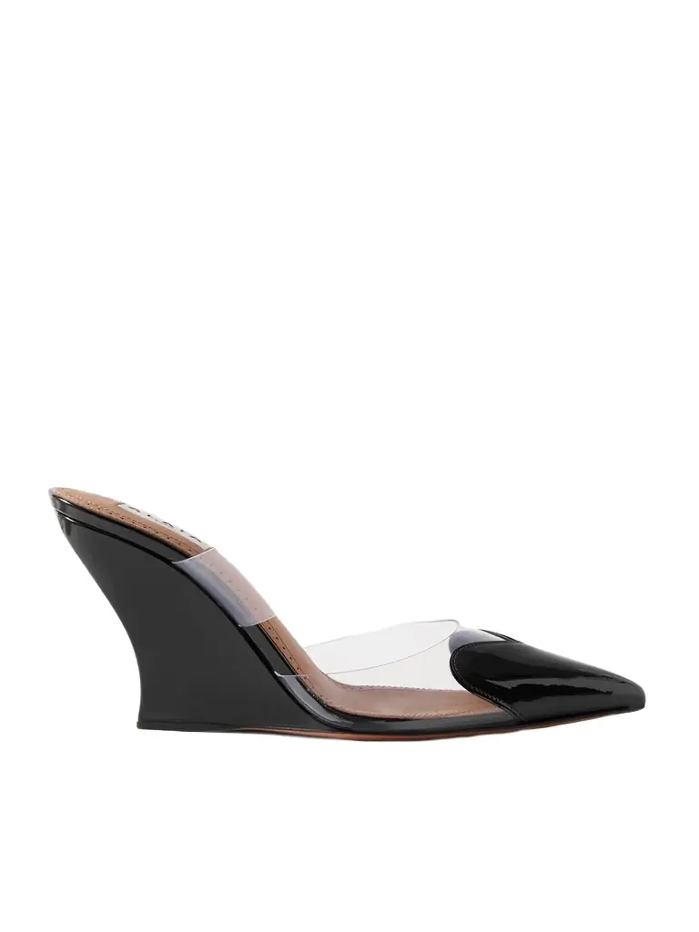 Alaïa Le Cœur Patent-leather And Pvc Wedge Mules