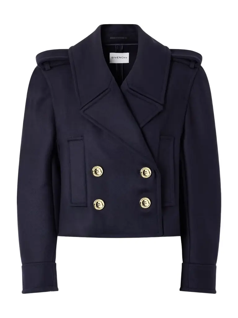 Givenchy Double-breasted Cropped Melton Wool-twill Coat