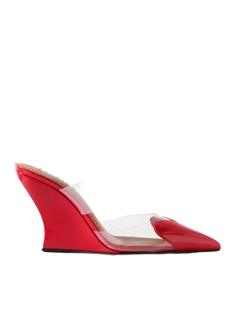 Alaïa Le Cœur Patent-leather And Pvc Wedge Mules - Women's Shoes