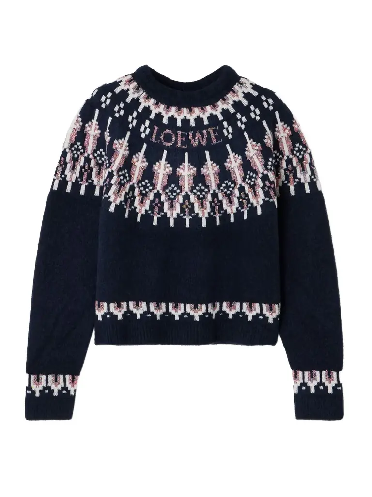 Loewe Sequin-embellished Fair Isle Wool-blend Sweater