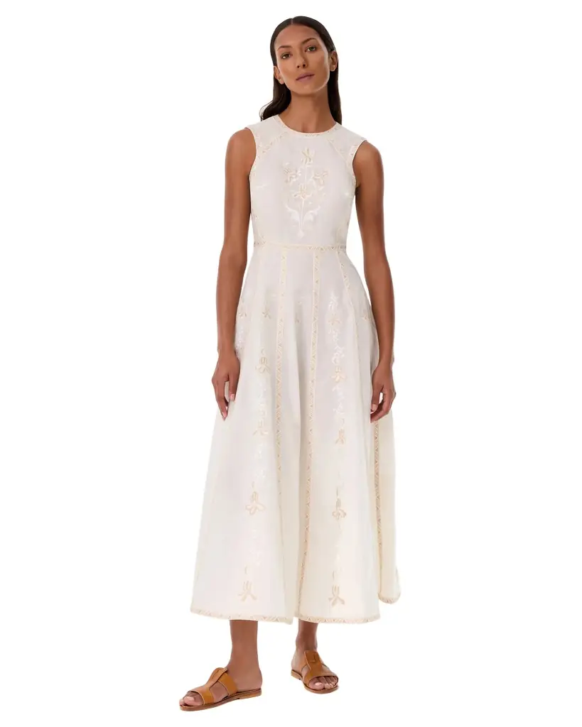 Emporio Sirenuse Clodette Dress with Iris Embroidery