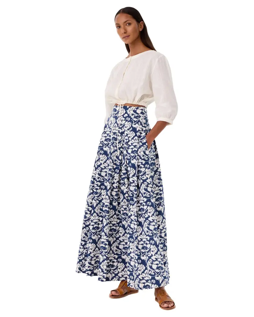 Emporio Sirenuse Flaminia Skirt in Lotus Flower Print