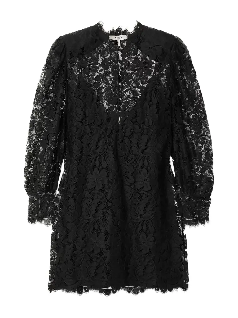 Chloé Floral Cotton-blend Lace Mini Dress