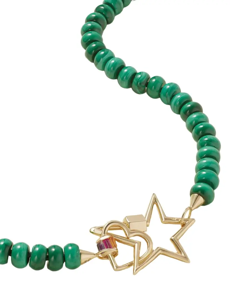 Marla Aaron Heartlock + Starlock 14-karat Gold Multi-stone Necklace