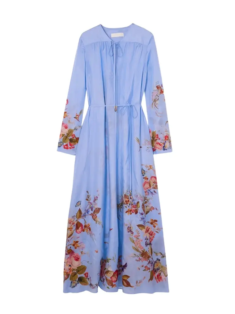 Zimmermann Patience Gathered Floral-print Silk Maxi Dress