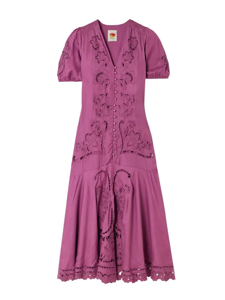 farm rio glam tapestry maxi dress Farm Rio Women's Laces Short Sleeve Maxi Dress, Glam Tapestry Burgundy