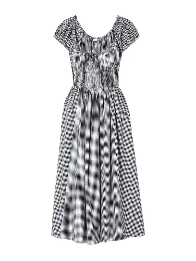DÔEN Quinley Shirred Organic Cotton Midi Dress