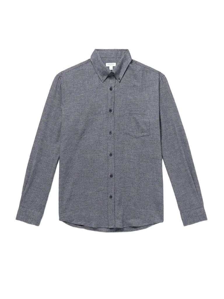 Sunspel Button-Down Collar Cotton-Flannel Shirt - Men