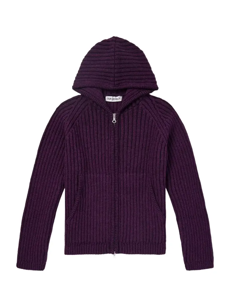 Our Legacy Cropped Ribbed Wool Zip-Up Hoodie - Men