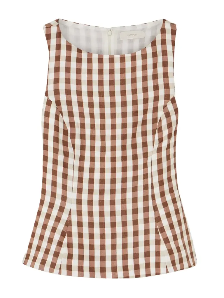 Faithfull Ana Gingham Linen Peplum Top