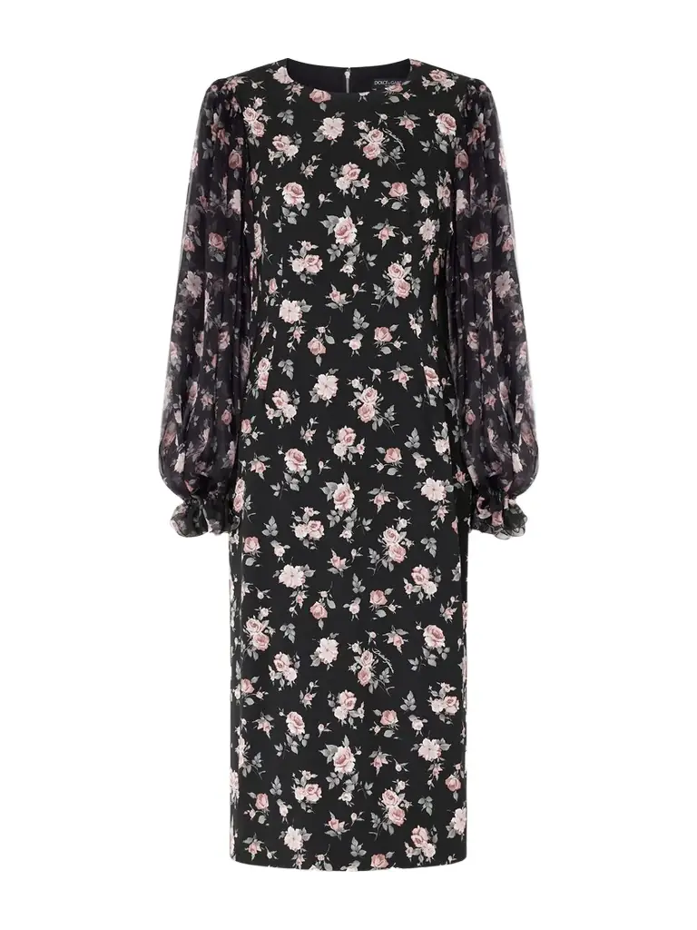 Dolce & Gabbana Floral-print Silk-blend Satin And Chiffon Dress