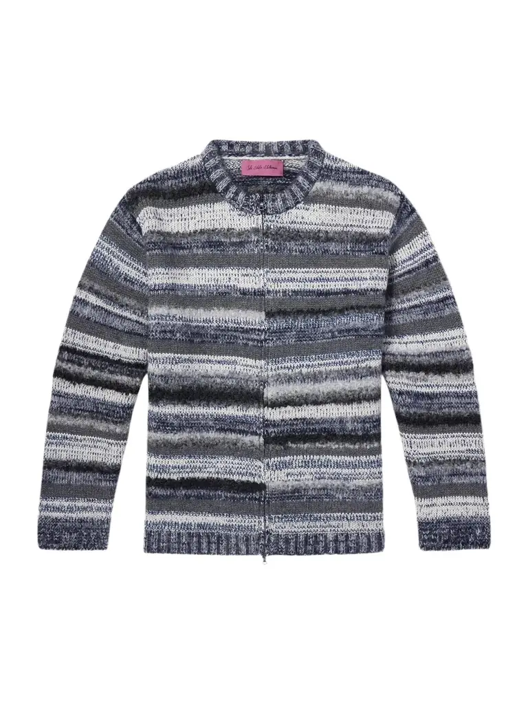 The Elder Statesman Boucle Striped Cashmere-Blend Zip-Up Cardigan - Men
