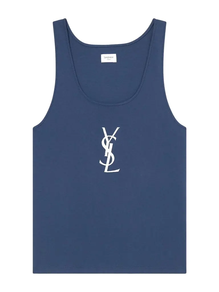 Saint Laurent Logo-Embroidered Cotton-Jersey Tank Top - Men