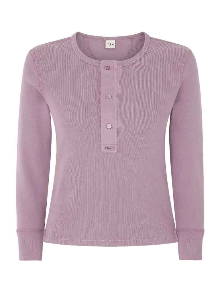 Chloé Ribbed Organic Cotton-jersey Henley Top