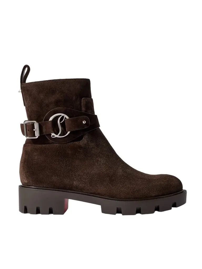 Christian Louboutin Dianouchette Buckled Suede Ankle Boots