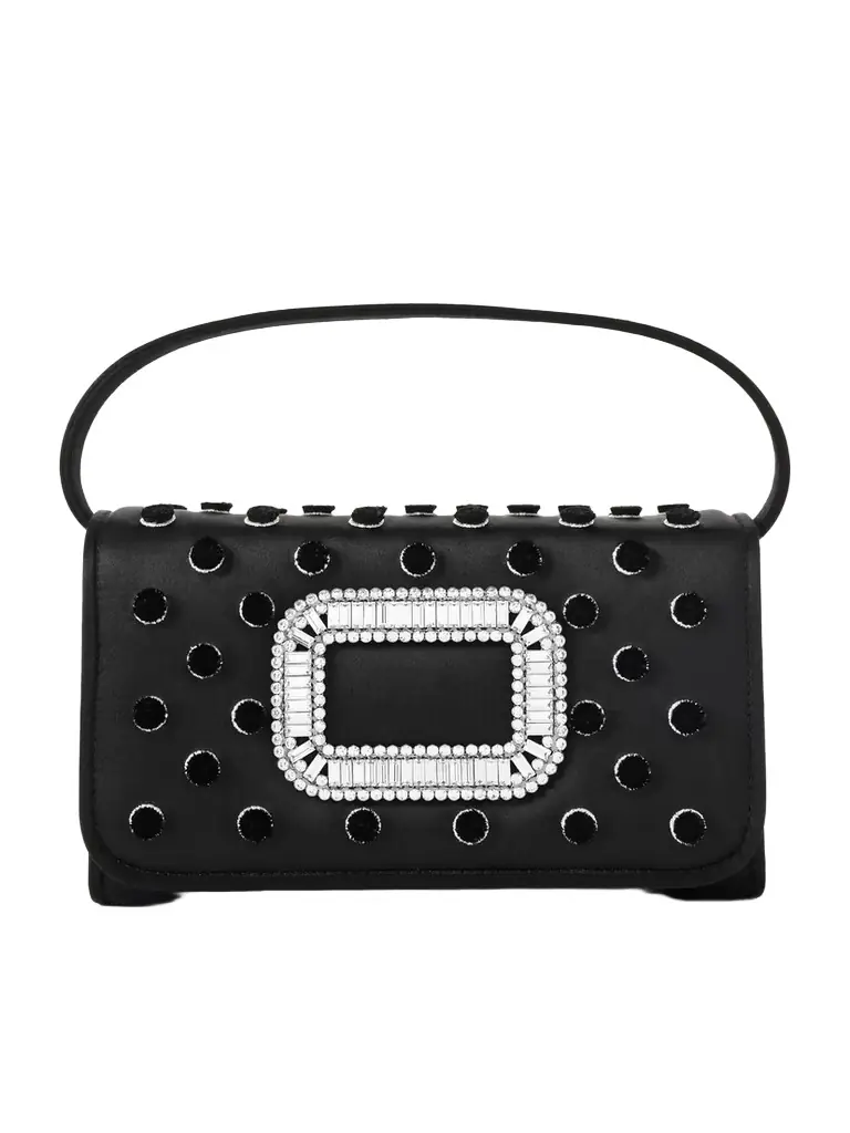 Roger Vivier Pilgrim Buckle-embellished Satin Clutch