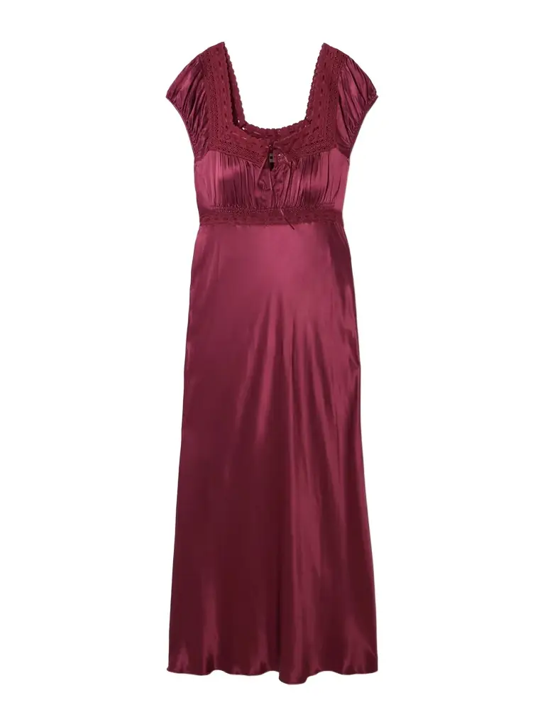 Rixo Maeva Scalloped Broderie Anglaise-trimmed Satin Midi Dress