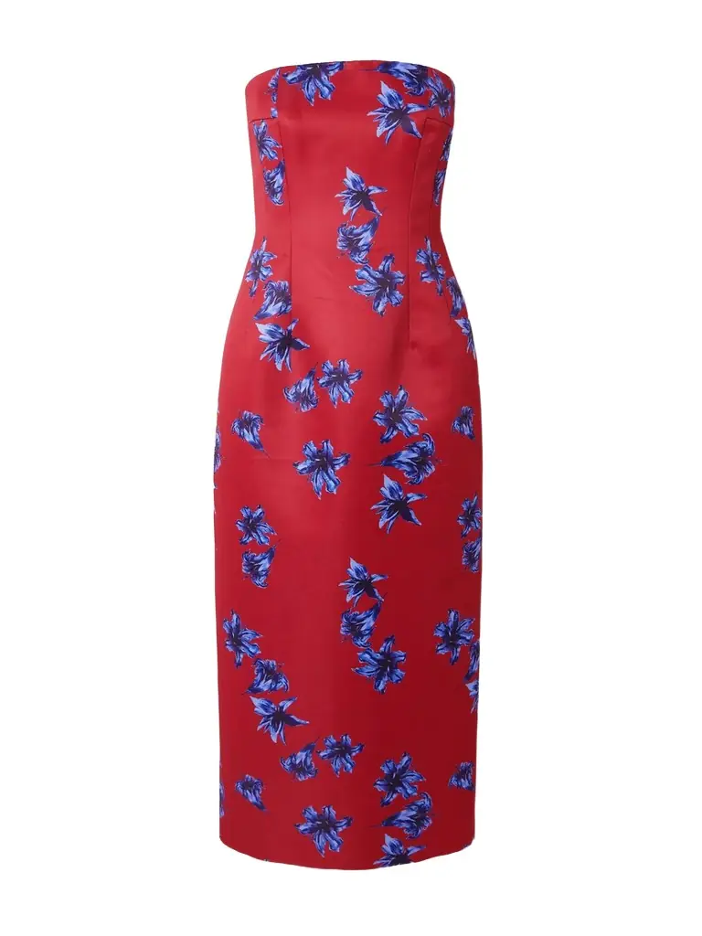 Emilia Wickstead Leila Strapless Floral-print Faille Midi Dress