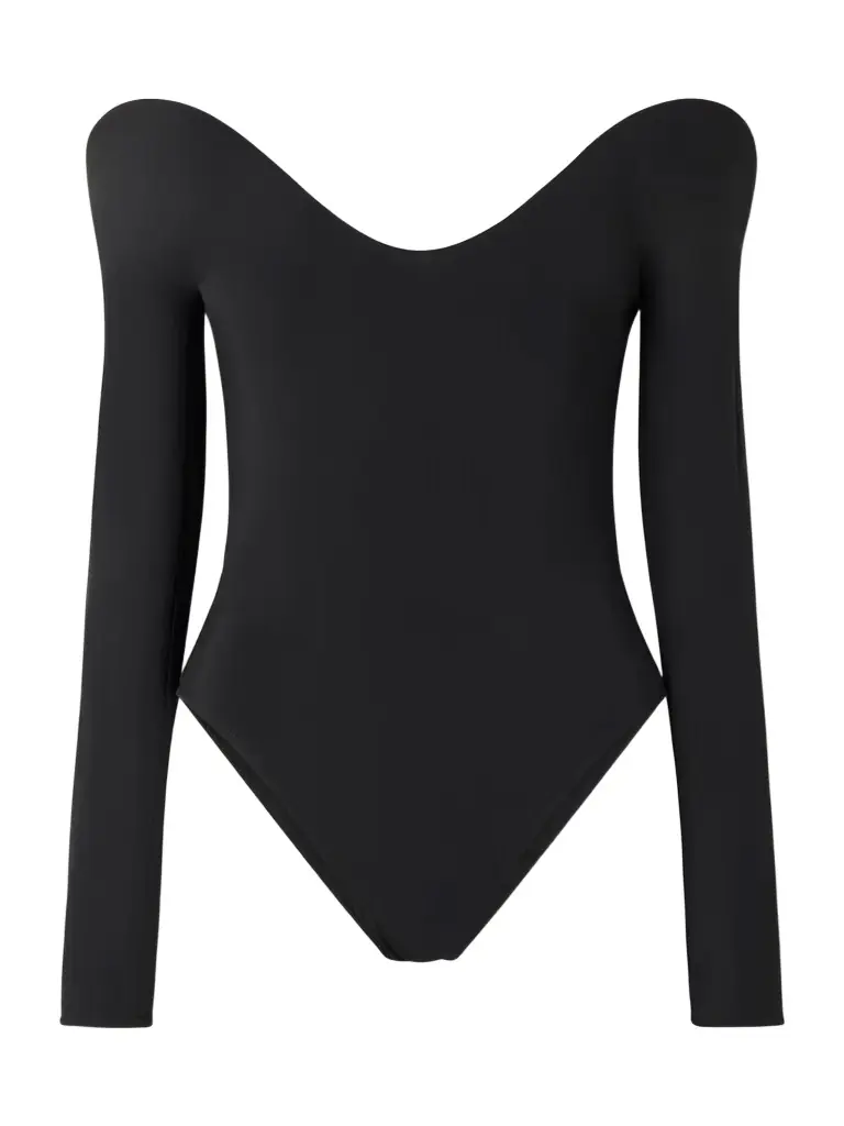 Alaïa Open-back Padded Jersey Bodysuit