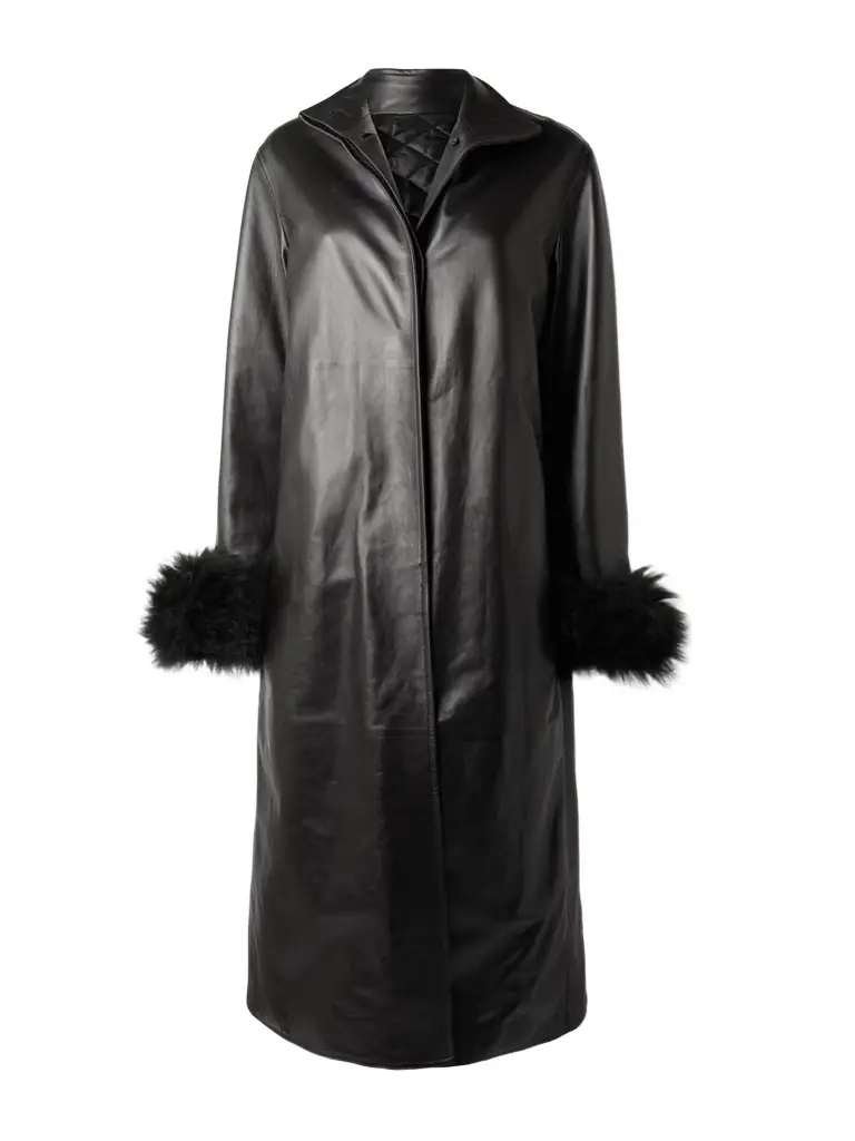Alaïa Shearling-trimmed Leather Coat