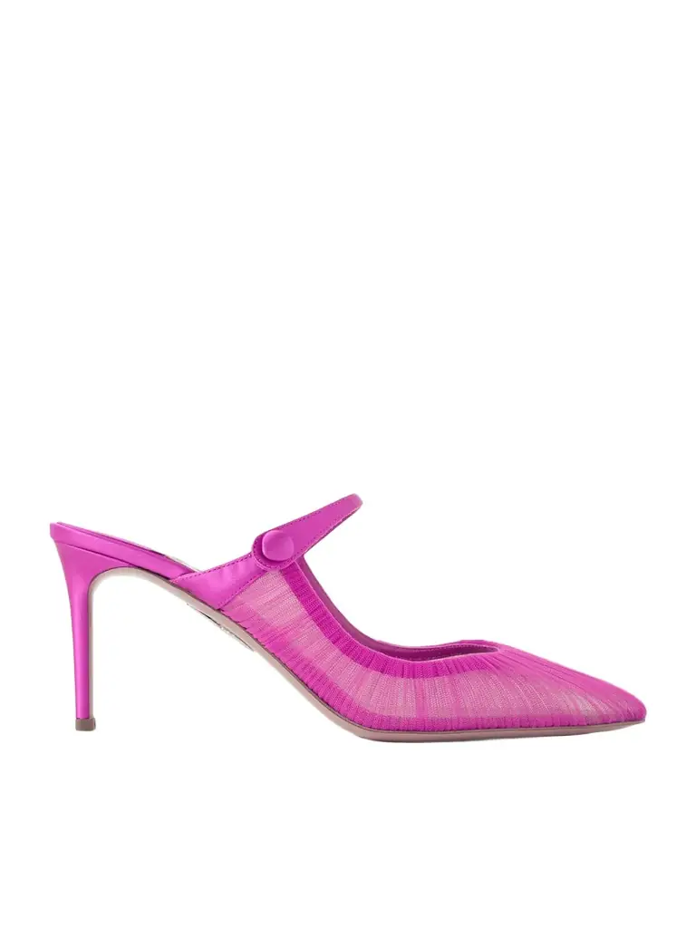 Aquazzura Voile 75 Satin-trimmed Tulle Mules