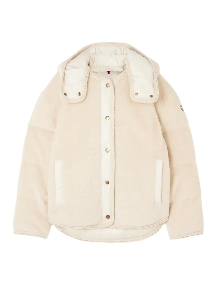 Moncler Ciboulette Hooded Shell-trimmed Plush Down Jacket