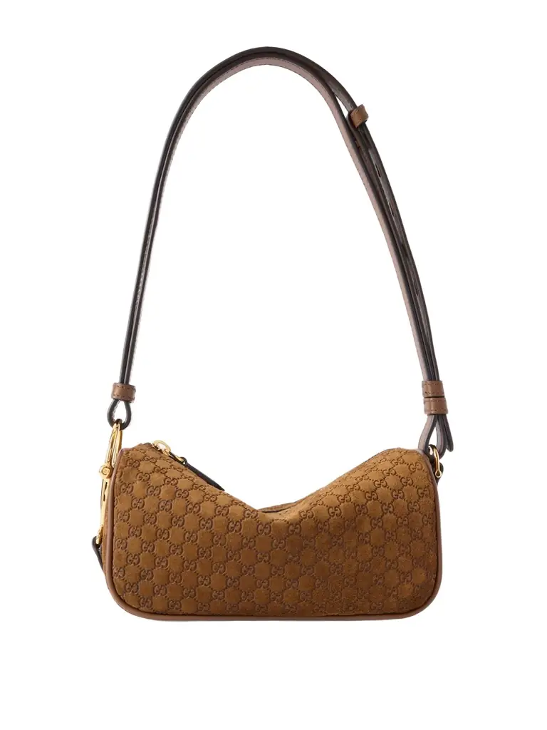 Gucci Horsebit 1955 Leather-trimmed Suede Shoulder Bag