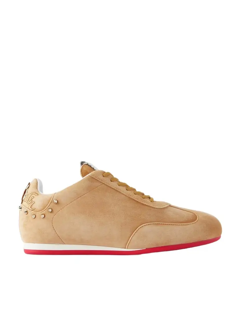 Christian Louboutin Eleonora Studded Leather-trimmed Suede Sneakers