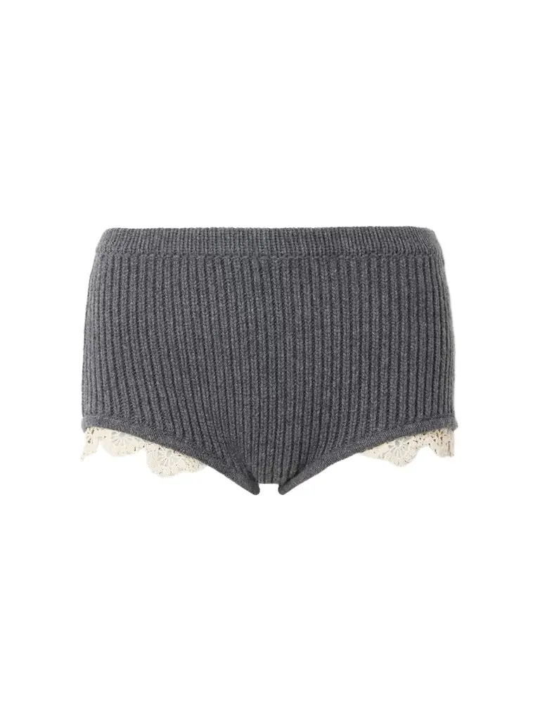 Magda Butrym Crochet-trimmed Knitted Cashmere Shorts