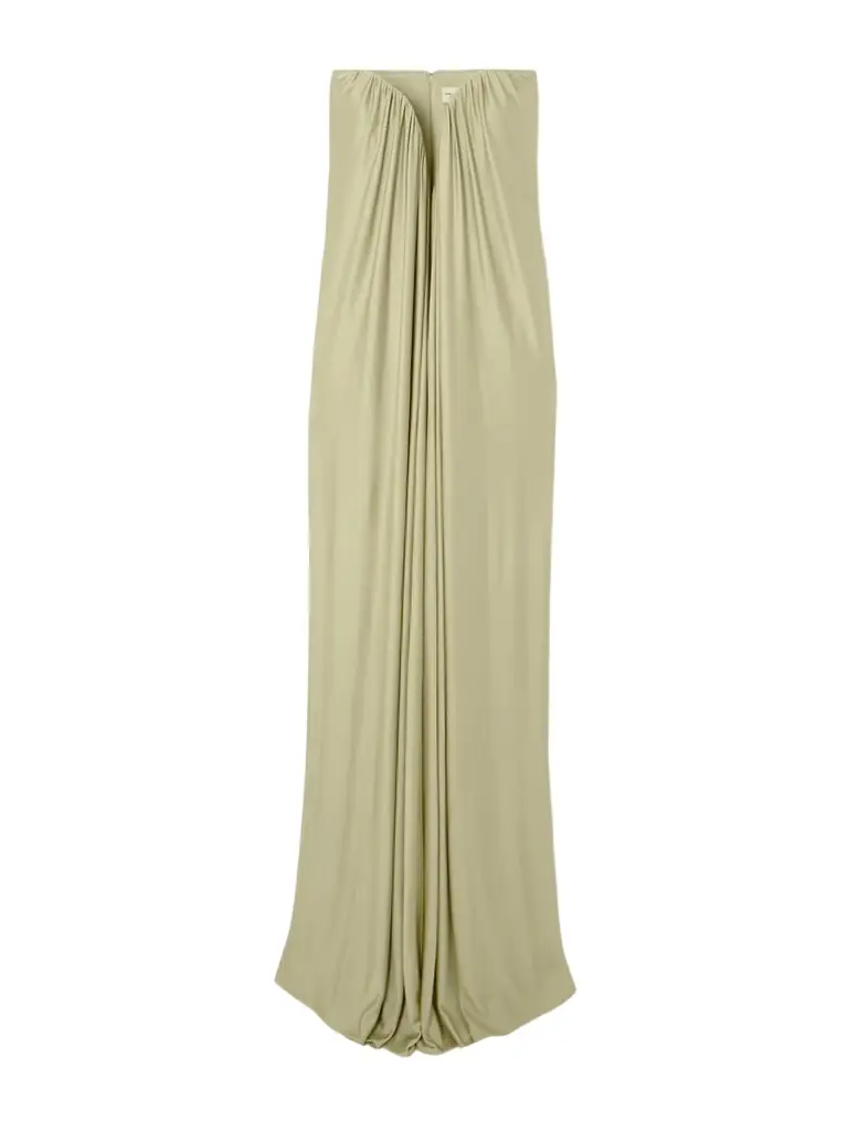 The New Arrivals Ilkyaz Ozel Olivienne Strapless Pleated Satin Gown