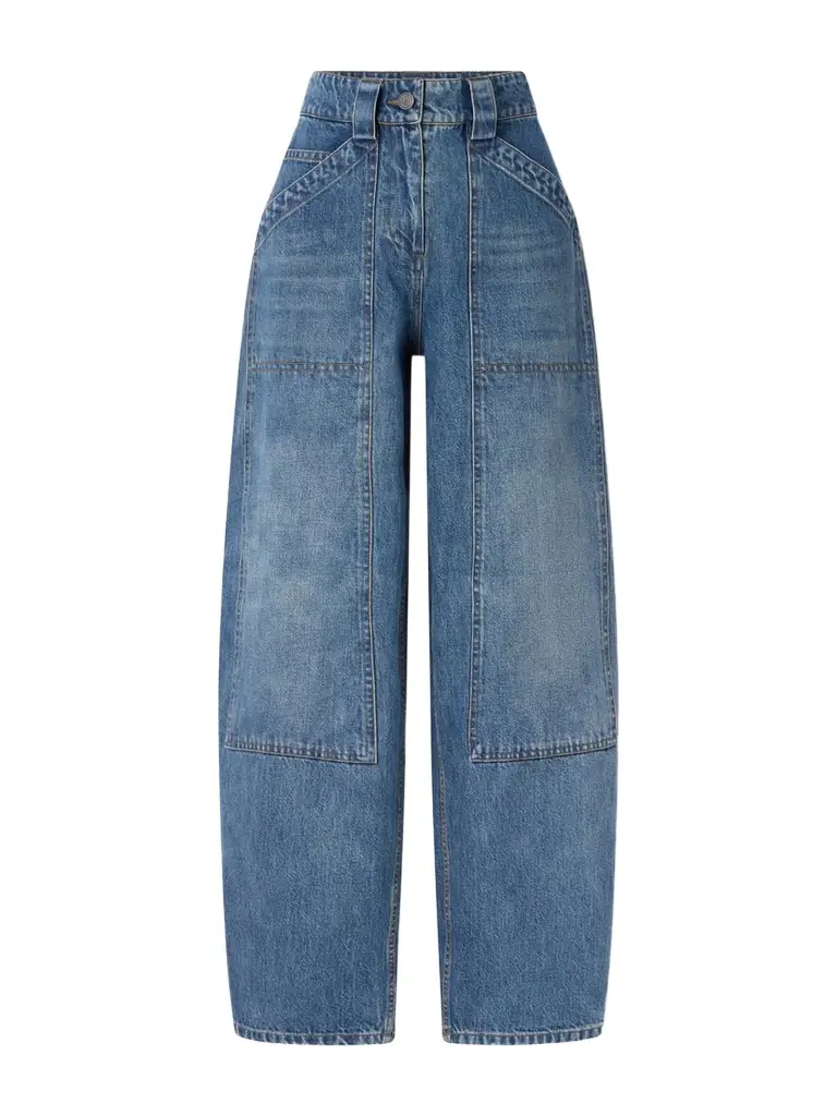 Co Paneled Mid-rise Barrel-leg Jeans