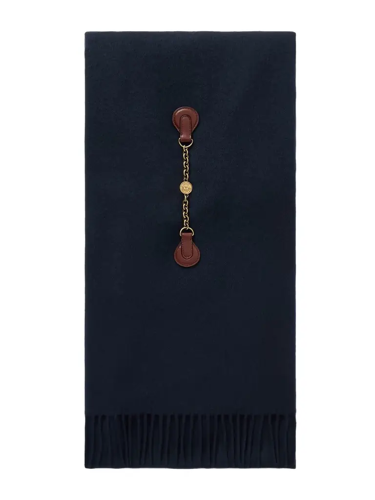 Chloé Embellished Leather-trimmed Fringed Wool Scarf