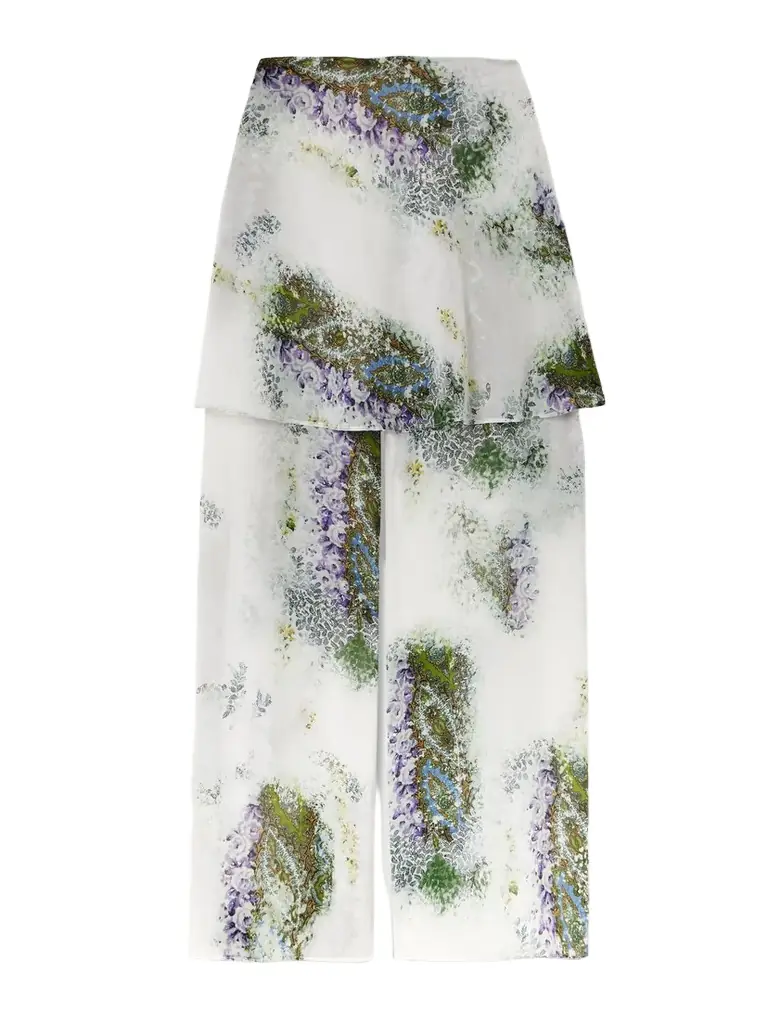 Christopher Esber Absence Layered Printed Silk-chiffon Wide-leg Pants
