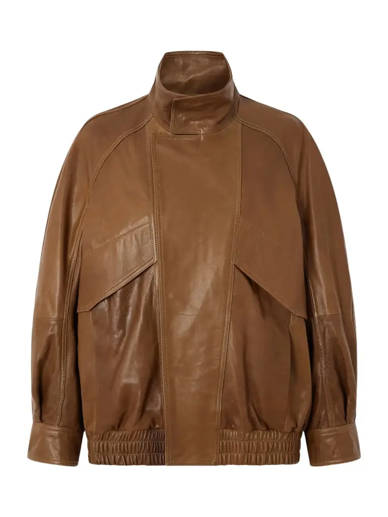 Nour Hammour Ariste Oversized Paneled Leather Jacket
